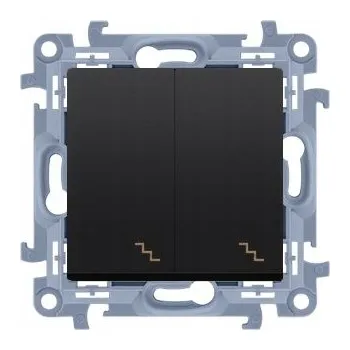 vypínač SIMON CW6/2.01/49 Přepínač dvojitý střídavý, řazení 6+6, (strojek s krytem) 10AX, 250V~, šroubové sv