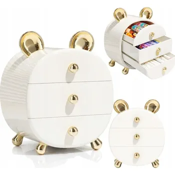 Šperkovnice ORGANIZÉR ŠPERKOVNICE NA KOSMETIKU ŠPERKY BEAR SE ZLATÝMI OUŠKY