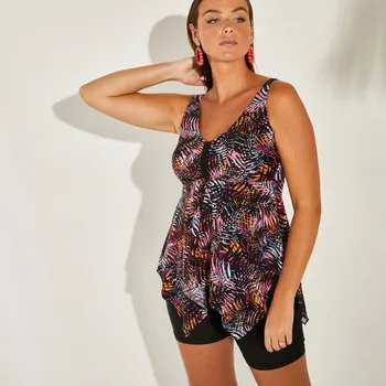 Dámské plavky Plavkový asymetrický tankiny top Sagua černá/růžová 52