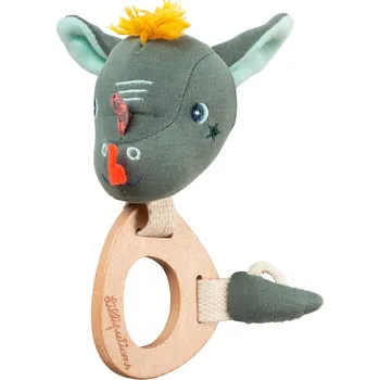 Dřevěné kousátko s chrastítkem - dráček Joe