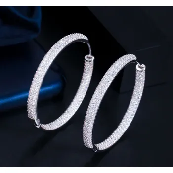 Náušnice B-TOP Dámské náušnice kruhy ZIRCONIA - bílé pozlacení