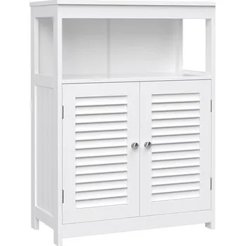 Koupelnový nábytek Bílá koupelnová skříňka s lamelovými dvířky 60x30x80 cm