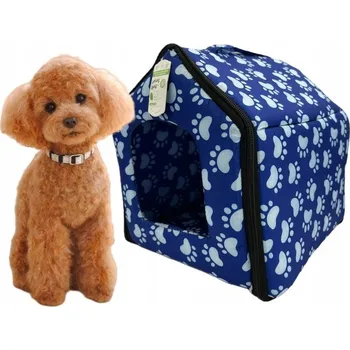 Pelíšek pro psa Modrý Pelíšek s Otisky Tlapek Velikost L - Ideální pro Zvířata