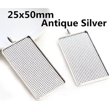 Přívěsek Lůžko na pryskyřici OBD2550 Přívěšek Antique Silver 5ks 25x50mm