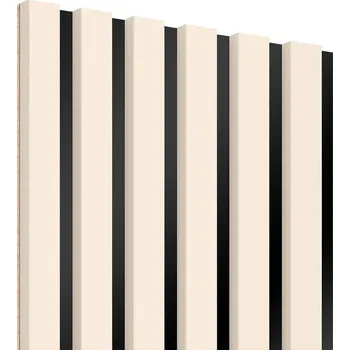 akustický panel Beżové lamely na černé HDF desce