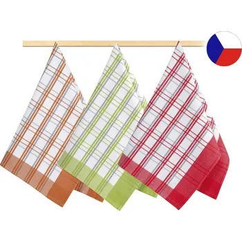 Utěrka Kuchyňské utěrky EXTRA Kostka červeno-hnědo-zelená 3ks