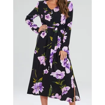 Dámské šaty Sinsay - Vzorované midi šaty - vícebarevná - 657FI-MLC - 657FI-MLC-XS