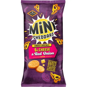 Jacob's mini pšeničné krekry s příchutí cheddaru a červené cibulky 6 x 23 g