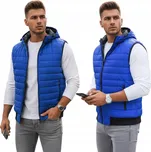 Prošívaná pánská vesta bunda bez rukávů s kapucí modrá TX4268 - XXL