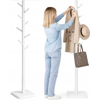 Věšák STABILNÍ STOJANOVÝ VĚŠÁK NA OBLEČENÍ S 8 HÁČKY ARVENTA STYLE - BÍLÝ