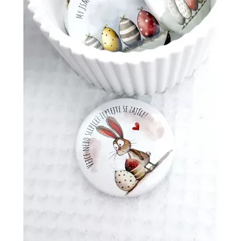 Dekorativní magnet Vejce nebo slepice, magnetka průměr 58 mm, 1 kus