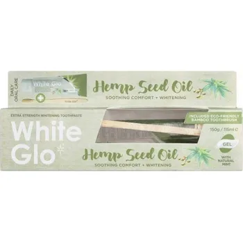 zubní pasta White Glo Hemp Seed Oil bělící zubní pasta s konopným olejem a kartáčkem 150 g