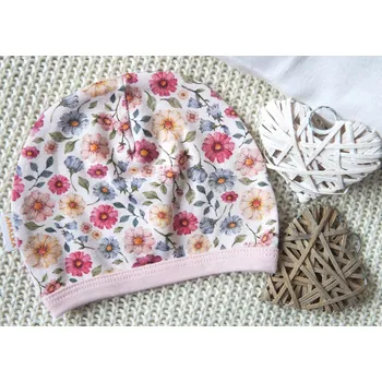 Kojenecká čepice AMÁLKA Elastická čepička saporka, Barevné květinky Velikost: 74-80