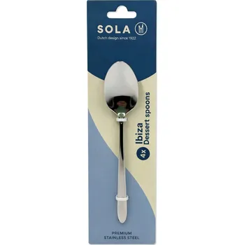 Příbor Dezertní lžičky Sola Ibiza ze stříbrno-bílé nerezové oceli, sada 4 ks