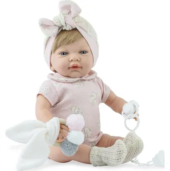 Dětské zboží Realistické miminko Míša v růžovém overalu s králíčky od španělské firmy Marina & Pau (Sweet Baby Rabbit - 42 cm)
