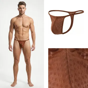 Hnědá ergonomická tanga průsvitná Dukeboy Velikost: XL Nylonová; Průsvitná