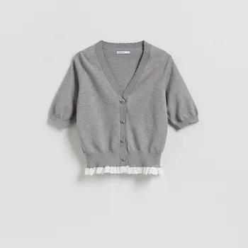 Dámský svetr Reserved - Kardigan s ozdobnými knoflíky - středně šedá - 007JI-85M - 007JI-85M-S