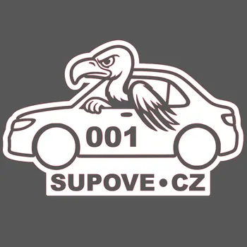 Samolepicí dekorace na vozidlo Samolepka SUPOVE.cz - SUP v autě (bílá)