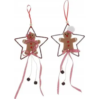 Vánoční dekorace 708095 VÁNOČNÍ OZDOBA PERNÍKOVÝ MUŽÍČEK HVĚZDIČKA 14 CM