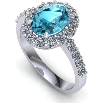 Prsten Prsten s topazem swiss blue a brilianty PK 21006 Materiál: Bílé zlato 14kt, Velikost: 51