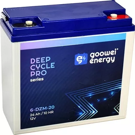 *Trakční baterie GOOWEI ENERGY 6-DZM-20 12V 24Ah GEL (Deep Cycle) – pro elektrokola, vozíky, solární systémy (Výkonná trakční GEL baterie 12V 24Ah pro elektrokola, vozíky a solární systémy. Deep Cycle technologie, dlouhá životnost, bezúdržbový provoz a)