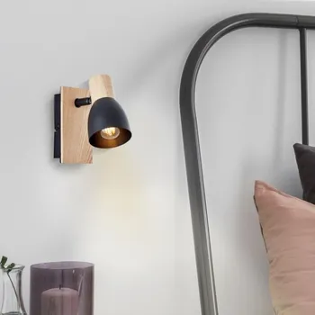 Bodové svítidlo Brilliant 99710/76 Nástěnné svítidlo DAINTREE černé + DŘEVO