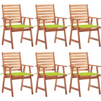 VidaXL Zahradní židle s polštáři, ks 6 kusů, masivní akáciové dřevo