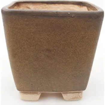 Květináč Keramická bonsai miska 7,5 x 7,5 x 7,5 cm hnědá