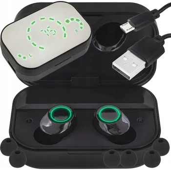 Sluchátka Bezdrátová sluchátka Lewer do uší, černá, s powerbankou BT190