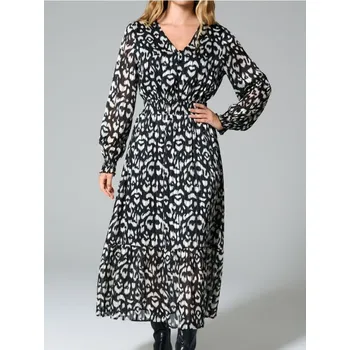 Dámské šaty Sinsay - Midi šaty s leopardím potiskem - vícebarevná - 505BA-MLC - 505BA-MLC-S-1