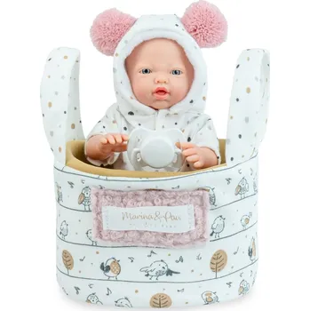 Dětské zboží Realistické miminko - holčička - Venuška v přenosné tašce s ptáčky od španělské firmy Marina & Pau (Mini Golosinas Bird - 21 cm - balené v sáčku)