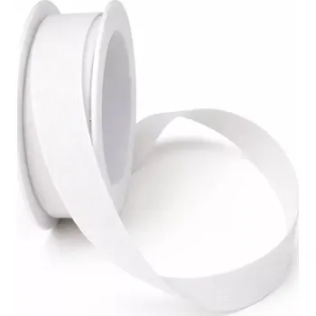 Stuha Stuha bavlněná CHANCE WHITE bílá 15mm x 3,5m (4,30 Kč/m) (Čistě bílá tkaná stuha, bavlněná, s vetkaným vlascem v obou okrajích)