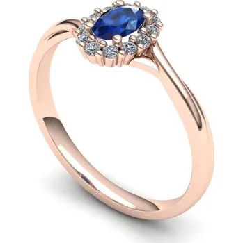 Prsten Dámský prsten s modrým safírem a brilianty PDB20005 Materiál: Bílé zlato 14kt, Velikost: 59