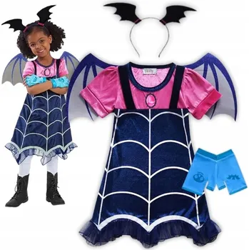 Karnevalový kostým KOSTÝM OUTFIT UPÍRSKÝ KOSTÝM ŠATY ČELENKA PLES KARNEVAL 104 / 110