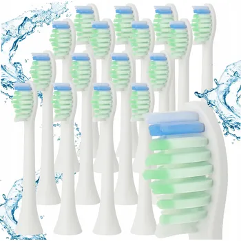 Náhradní hlavice k elektrickému kartáčku 16x Hlavice pro zubní kartáčky PHILIPS SONICARE DIAMOND CLEAN BÍLÉ - neoriginální