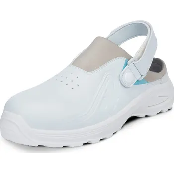 Pracovní obuv CERVA HYGOSAFE SB ESD SR / Bezpečnostní pantofel SB ESD s odepínacím patním páskem na suchý zip - bílá 42