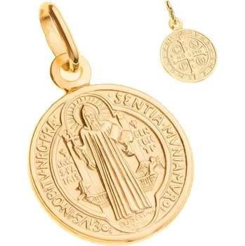 Přívěsek Argento 8A018 Zlatý přívěsek - medailka sv. Benedikta