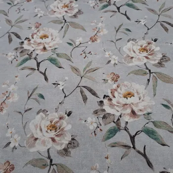 Pro útulný domov bavlněná látka PIVOŇKY NA ŠEDÉ