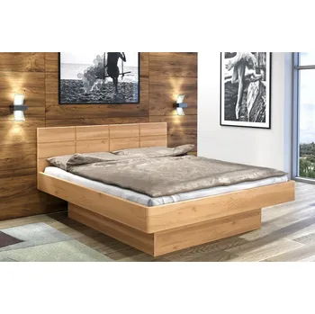 Postel Masivní buková postel Levio 1 s úložným prostorem 200 x 200 cm, ŽLUTÁ