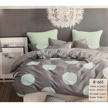 Povlečení Sada povlečení 100% bavlna Mengtianzi B-665 šedá tyrkysová 160 x 200 3 dílků