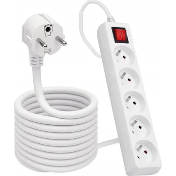 Napájecí kabel Prodlužovací Kabel přívod s lištou Berge 5 m, 5 ks, bílý