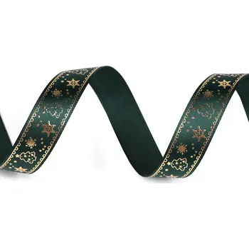 Stuha Vánoční saténová stuha 15 mm Varianta: 2 zelená tm., Balení: 45 m