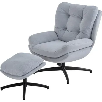 Křeslo Otočné křeslo s podnožkou ROYAL světle šedé