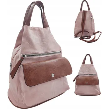 Kabelka Batoh a kabelka v jednom, růžovo-hnědý, eko kůže, nastavitelné popruhy