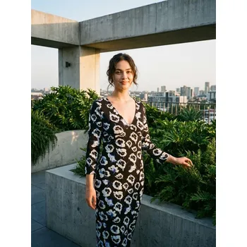 Dámské šaty Sinsay - Květinové midi šaty - vícebarevná - 7751A-MLC - 7751A-MLC-XL-1