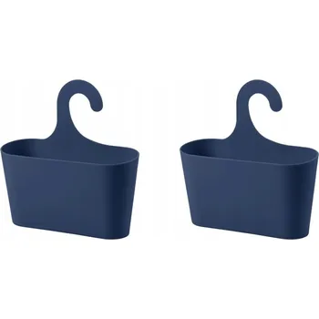 Drátěná police ZÁVĚSNÝ KOŠÍK ORGANIZÉR DO KOUPELNY POLIČKA DO SPRCHY SADA 2 KS tmavě modrá (granátová)