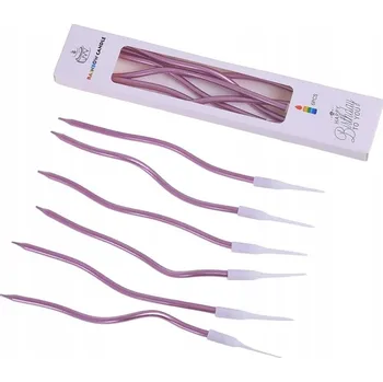 Dortová svíčka Stříbrné svíčky na narozeninový na dort ve tvaru krouceného 6 Ks