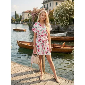 Dámské šaty Sinsay - Mini viskózové šaty s květinovým vzorem - vícebarevná - 626FI-MLC - 626FI-MLC-XL