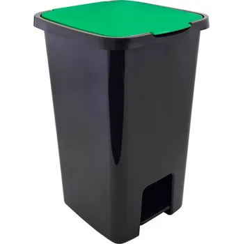Odpadkový koš Odpadkový koš plastový 45L s pedálem pro třídění odpadu Zelený sklo
