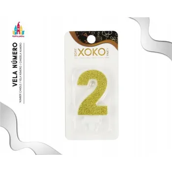 Dortová svíčka Zlatá třpytivá svíčka číslice 2 - dekorace na dort